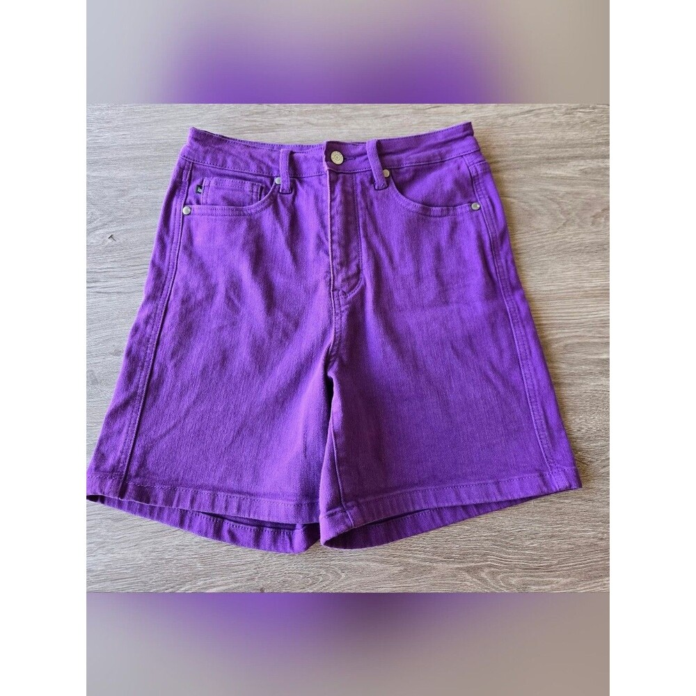 Judy Blue High Rise Tummy Control Purple Garment Dyed Shorts - Size M